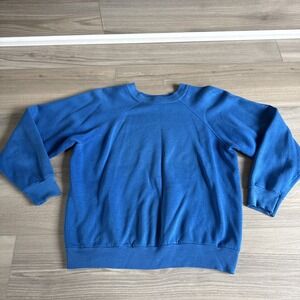 Vintage 80's Tultex‎ Blue Crewneck VTG Sweatshirt Women's Sz Medium Fits Small